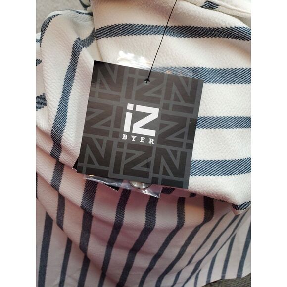 Iz Byer A Line Dress Women Small White Striped Polyester Sleeveless Button Front - Picture 6 of 9